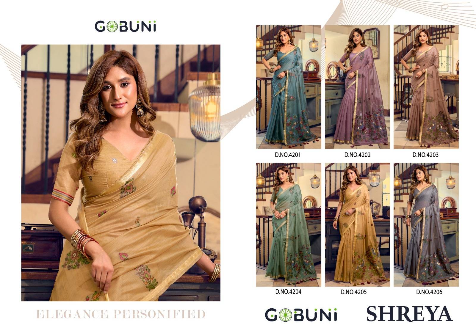 SHREYA BY GOBUNI 4201 To 4206 Series Indian Traditional Wear Collection Beautiful Stylish Fancy Colorful Occasional Wear Kolkata Cotton Sarees At Wholesale Price